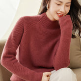 Thick Half Turtleneck Simple Raglan Sleeves Loose Cashmere Sweater